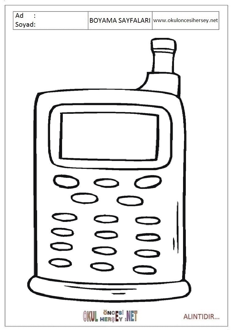 Çocuklar İçin Cep-Telefonu Boyama Sayfaları 